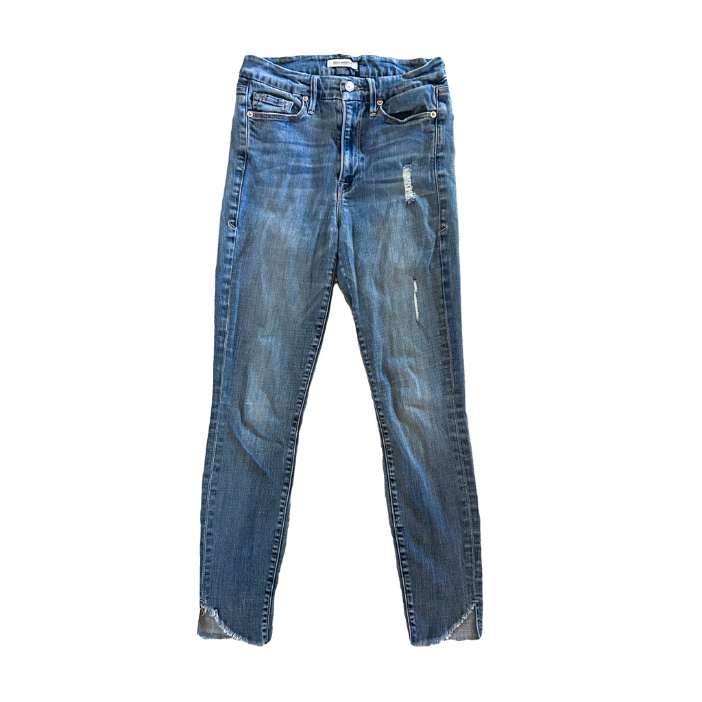 Good American Good Waist Jeans With Raw Hem